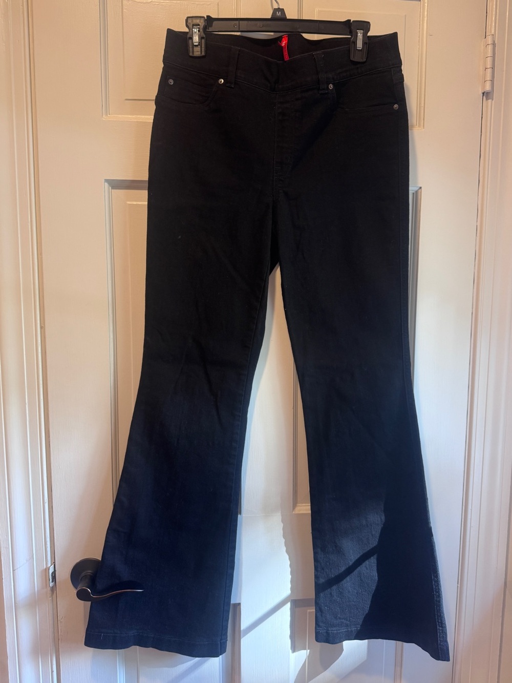 SPANX Black Flare Jeans Petite Large Pull-On Stretch Denim Pants